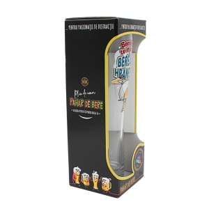 Pahar bere, 500 ml, mesaj funny “Berea nu te îngrașă, berea te hrănește!”