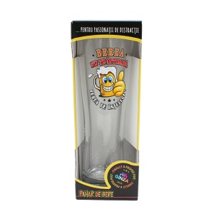 Pahar bere, 500 ml, mesaj funny “Berea nu te întreabă, berea te înțelege!"