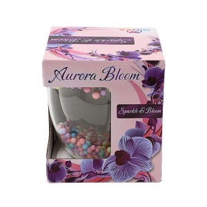 Pahar cu inserție de biluțe colorate pastel, pereți dubli, sticlă borosilicată, 250 ml, Aurora Bloom