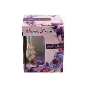 Pahar cu inserție de flori uscate, hortensii și limonium culori pastel, pereți dubli, sticlă borosilicată, 200 ml, Aurora Bloom