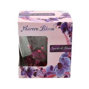 Pahar cu inserție de flori uscate mov, roz și verde, hortensie, pereți dubli, sticlă borosilicată, 250 ml, Aurora Bloom