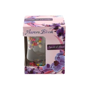 Pahar cu inserție de flori uscate multicolor, floarea miresei, pereți dubli, sticlă borosilicată, 200 ml, Aurora Bloom