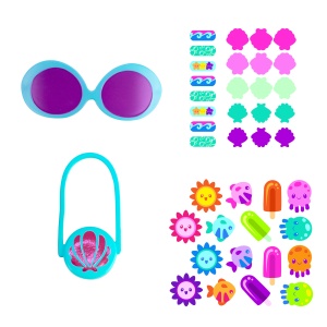 Păpușă Mini Decora Sunny 13 cm cu Accesorii – Păpușă de Personalizat, Peste 40 Surprize, păr lung, colecția Decora Girlz