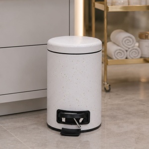 Pedal trash can, 3L capacity, white with gold accents, 17x25.5 cm