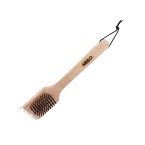 Perie curățare grătar BBQ 30 cm, din lemn cu peri metalici, accesoriu grill rezistent