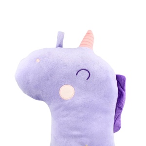 Pernă pentru centura de siguranță, model Unicorn mov, Giftdesign, 44x20 cm, microfibră + bumbac PP