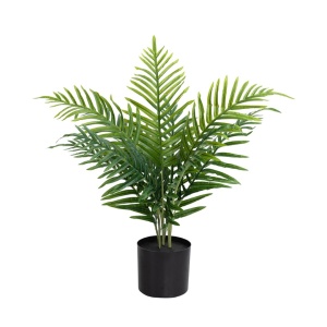 Plantă artificială Areca 70 cm, cu frunze verzi lungi și detalii realiste, pentru interior, ghiveci negru inclus