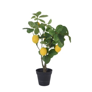 Plantă artificială copac fructifer 60 cm, cu fructe de lămâi și frunze verzi – pentru interior, ghiveci negru inclus