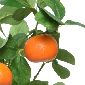Plantă artificială copac fructifer 60 cm, cu fructe de portocal și frunze verzi – pentru interior, ghiveci negru inclus