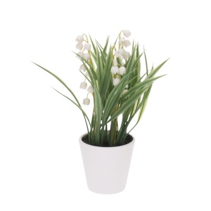 Plantă artificială cu flori de Mărgăritar decorativ 21 cm în ghiveci alb – decor interior modern