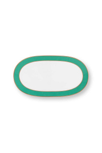 Platou oval, din porțelan, colecția Pip Chique, Gold-Green, 28x16x2cm, Pip Studio