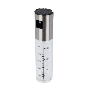 Pulverizator ulei pentru gătit și salate, recipient gradat 90 ml, spray fin, design modern din inox și sticlă