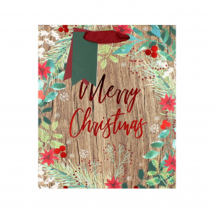 Pungă cadou Crăciun SDE L MERRY XMAS RUSTIC