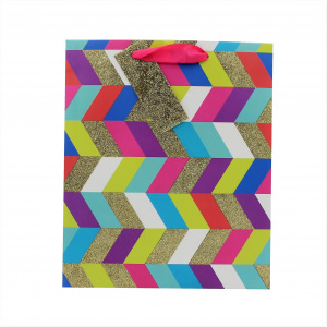 Punga cadou hartie L Colorful Zigzag