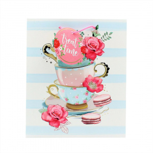 Punga cadou M hartie teacups & flowers - Img 1