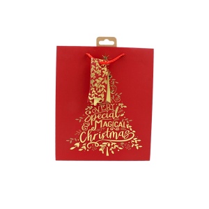 Pungă de cadou, din hârtie, colecția Clairefontaine de la Eurowrap, 33x26,5 cm, burduf de 14 cm, Magical Xmas
