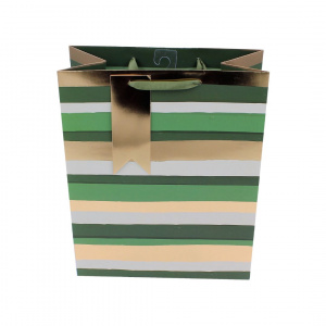Punga de cadou hartie L Green stripe - Img 2