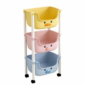Raft 3 niveluri, din plastic cu roți, pentru copii, Ecarla, 85x37.5x25.5 cm, PO18KOL