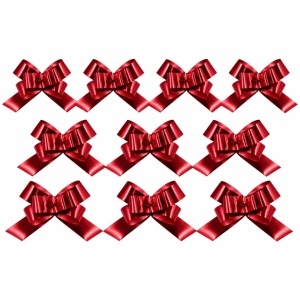 Set 10 funde roșii, decorative, autoformabile pentru cadouri, metalizate, 50 x 3 cm, Brizzolari