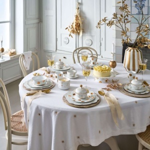 Set 2 boluri, din porțelan, Pip Studio, Dot Delight White-Gold, 15 cm, colecția Dot Delight