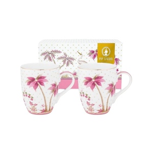 Set 2 căni, din porțelan, Pip Studio, Dots Gold Pink, 350 ml, colecția Jolie