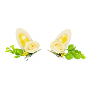Set 2 clame Zooky urechiușe alb-galben