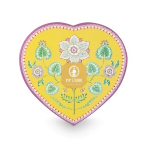 Set 2 farfurii, formă de inimă, Pip Studio, Yellow, 21.5 cm, colecția Lily & Lotus