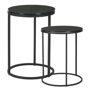 Set 2 măsuțe de cafea Trends4You, metal & MDF, design modern, negru