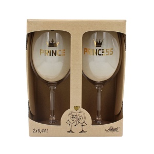 Set 2 pahare vin, cristal ecologic, 440 ml, Nekupto - Prince & Princess