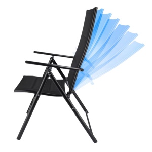 Set 2 scaune pliabile pentru gradină sau terasă, Jumi, structură metalică, design ergonomic, negru