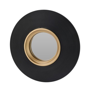 Set 3 oglinzi rotunde, decorative, cu rame negre și detalii aurii, 25.5 cm