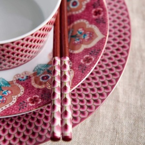 Set 4 farfurii din porțelan, Breakfast, Pip Studio, Dark Pink, 21 cm, colecția Flower Festival