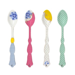 Set 4 lingurițe de ceai, din porțelan, Pip Studio, 13 cm, colecția Royal Multi