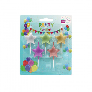 Set 5 lumânări party steluțe metalizate