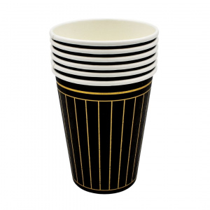 Set 6 pahare 260 ml negru-auriu