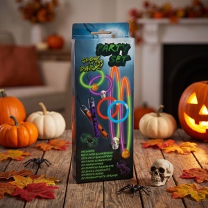 Set accesorii fluorescente Glow in the Dark, pentru Halloween, brățări, coliere și accesorii tematice, 24 piese