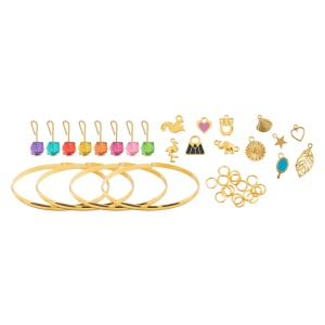 Set creativ, propriile brățări cu charm-uri, accesorii aurii, Besties, 5+ ani