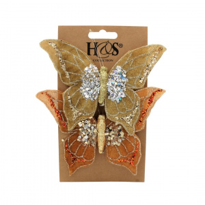 Set fluturi decorativi auriu-bej cu clips