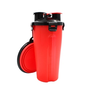 Set hrană animale Koopman, pentru apă și mâncare, compartimente duble 440 ml, Dogs Collection, fără BPA, FSC, roșu cu negru