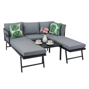 Set mobilier de grădina gri, modular, Jumi, cu 2 canapele și măsuță de cafea