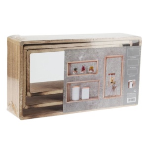 Set 3 rafturi decorative pentru perete din lemn natur, 23/26/28,5 x 12 cm
