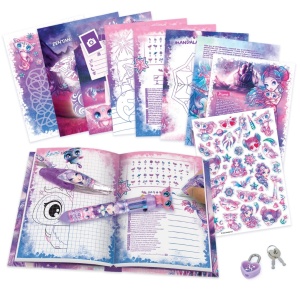 Set papetărie Nebulous Stars – 216 piese, kit creativ fete 7 ani, cu jurnal secret, stickere, accesorii și rechizite