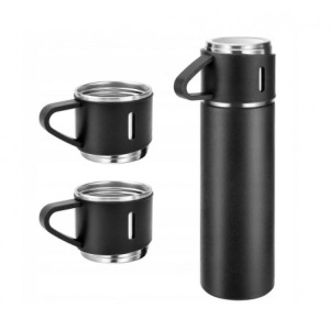 Set termos cu 3 căni – 500 ml, ideal pentru călătorii și cadouri, negru