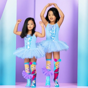 Șosete lungi colorate Madmia pentru fete fantasy Elsa & Anna 3-5 ani
