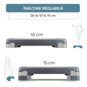 Stepper Umbro - platformă pentru aerobic, reglabilă 10 și 15 cm, suprafață antialunecare, max. 150 kg