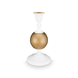 Suport metalic pentru lumânare, White-Gold, 24 cm, colecția Love Birds, Pip Studio