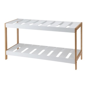 Suport pentru încălțăminte – Excellent Houseware | 2 rafturi, bambus & MDF, 70x26x36 cm, alb/maro