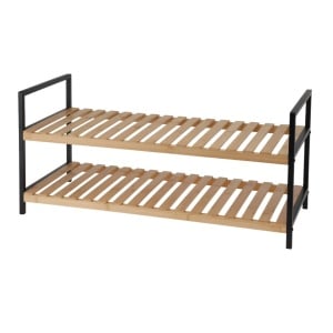 Suport pentru încălțăminte – Storage Solutions | 2 rafturi, lemn & metal, 70x30x32 cm, negru/maro