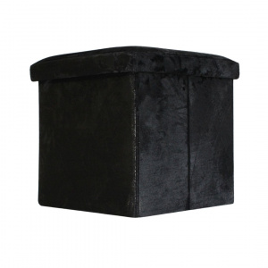 Taburet cu spațiu depozitare 38x38x38 cm catifea negru