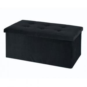 Taburet cu spațiu depozitare 76x38x38 cm catifea negru
